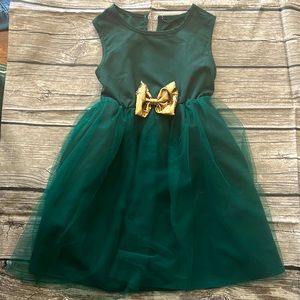 SHEIN Green and Gold Kids Formal Dress, great for Holiday Season
